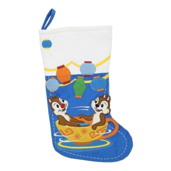 Disney Parks Chip and Dale Mad Tea Party Teacups Holiday Christmas Stocking - Picture 1 of 5
